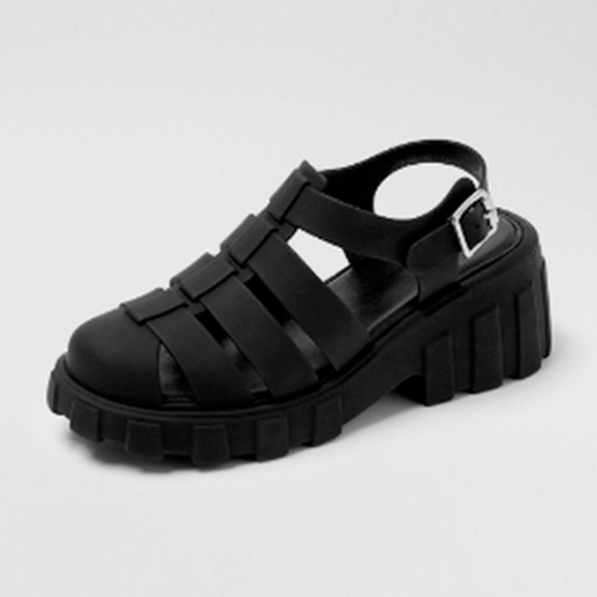 CHAAKAN SHOES 女款 Davide 厚底漁夫涼鞋 SDRBR2h1991, 黑色, 240
