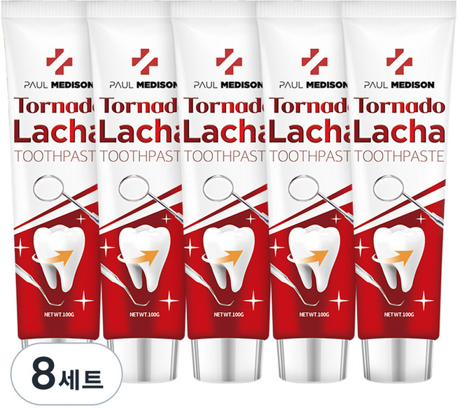 폴메디슨 토네이도 라차치약 구취케어 애플민트향 5개입, 500g, 8세트