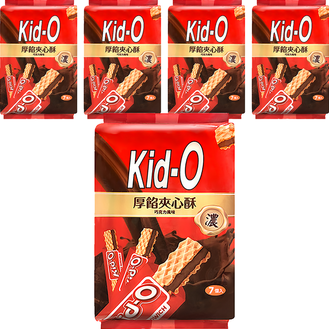 Kid-O 厚餡夾心酥 巧克力, 91g, 5袋