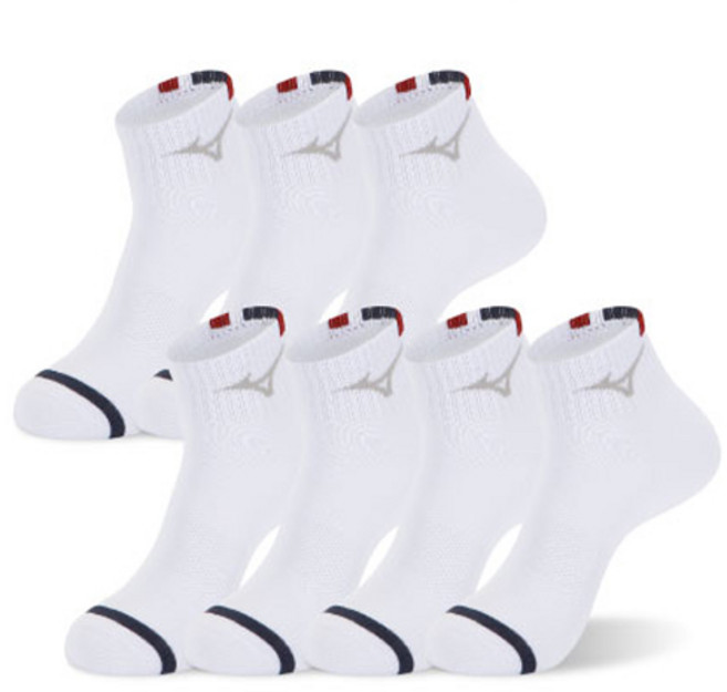 미즈노 플립 단목 스포츠 양말 7족, 화이트, 1세트