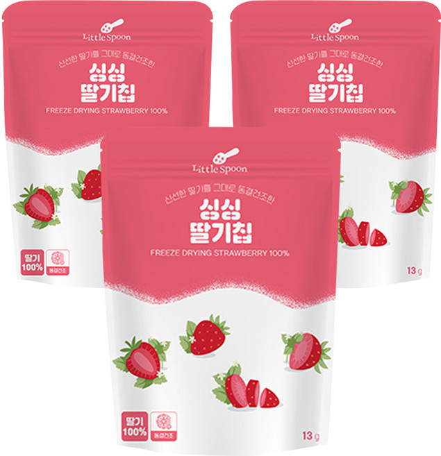 리틀스푼 동결건조 싱싱 딸기칩, 13g, 3개