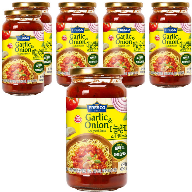 오뚜기프레스코 마늘 앤 양파 스파게티소스, 600g, 6개