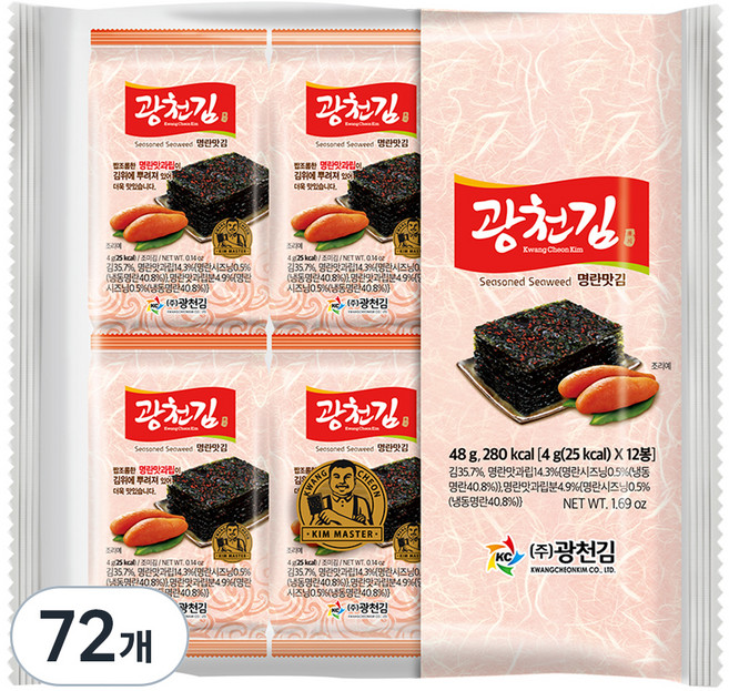 광천김 광천 명란맛 김, 4g, 72개