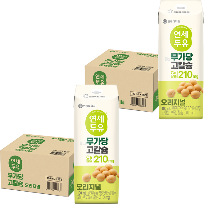 연세두유 무가당 고칼슘 오리지널, 190ml, 32개