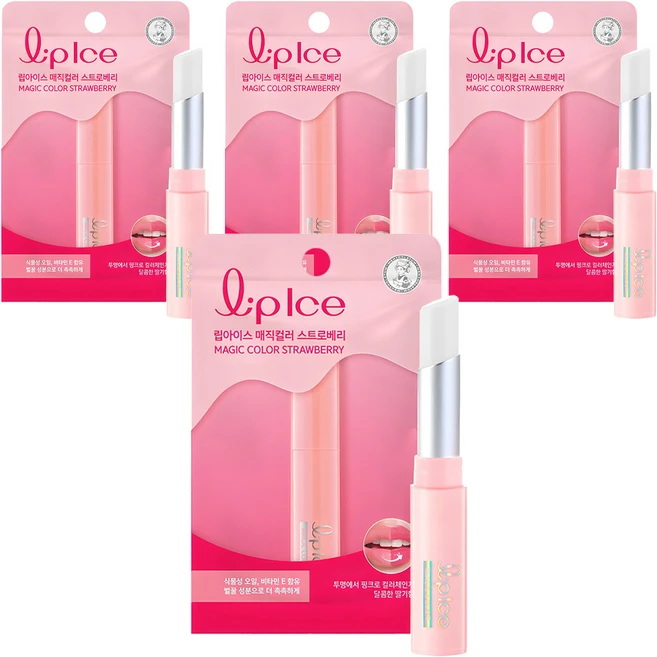 립아이스 매직컬러 립밤, 스트로베리, 2g, 4개 - 쿠팡