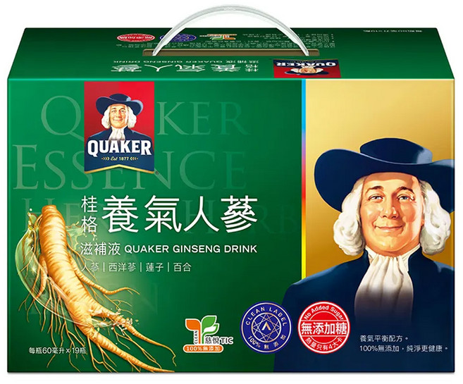 QUAKER 桂格 無糖養氣人蔘滋補液禮盒, 1.14L, 1盒
