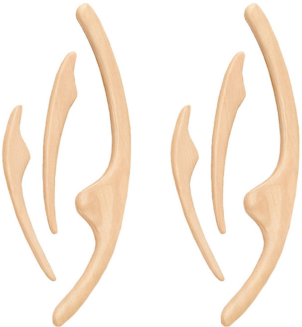 上手家居 日式瘦臉體雕按摩器 3件組 撥筋棒/臉部按摩器/刮痧棒, 原木色, 2組