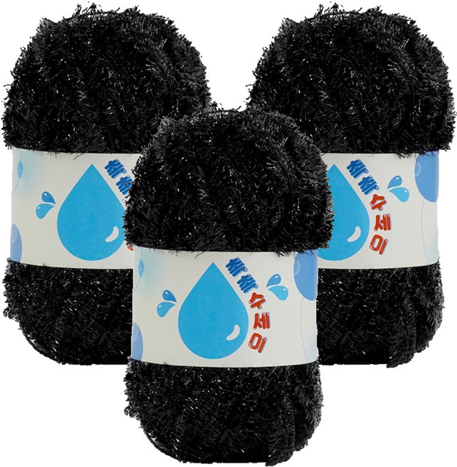 쎄비 촉촉 수세미실, 블랙, 3개