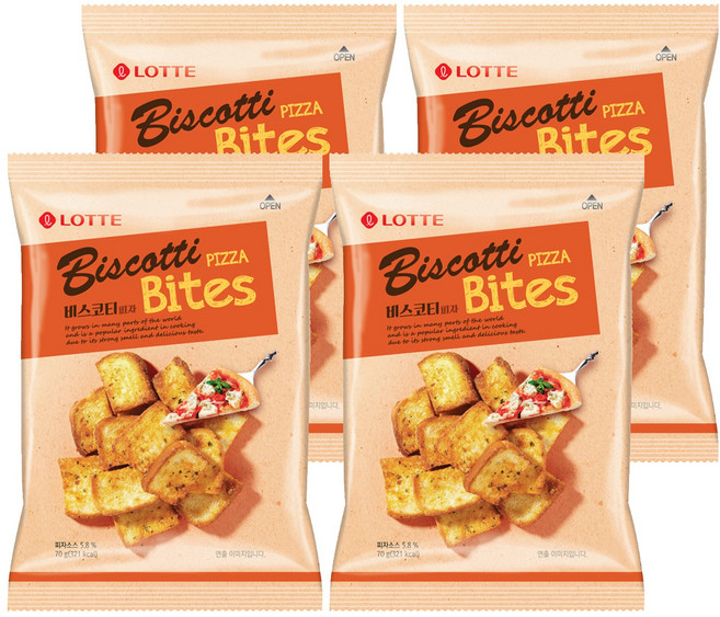 LOTTE 樂天 披薩口味麵包餅, 70g, 4包