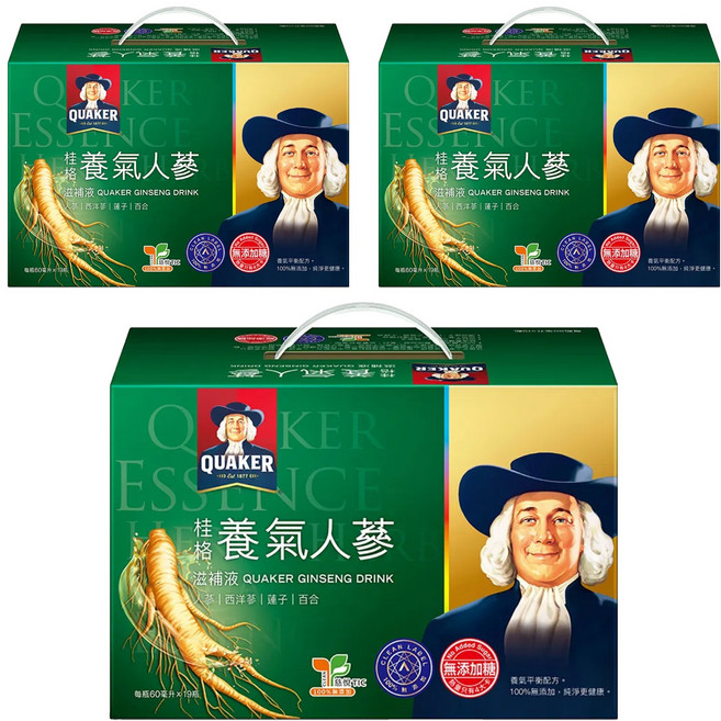 QUAKER 桂格 無糖養氣人蔘滋補液禮盒, 1.14L, 3盒