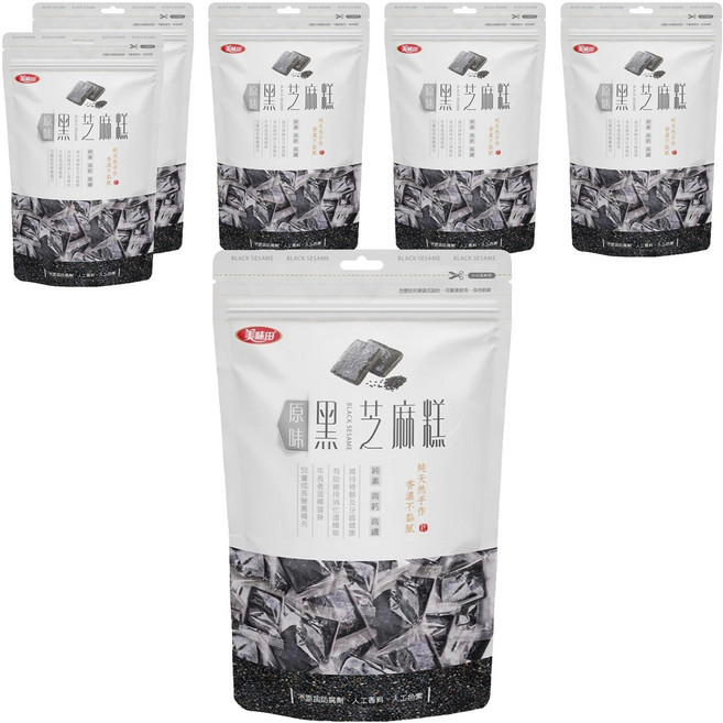美味田 黑芝麻糕 原味 純素 口感Q彈 甜度適中 不黏牙, 250g, 6袋