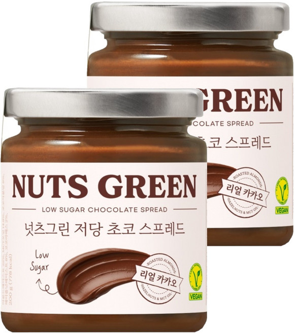 넛츠그린 저당 초코 스프레드, 2개, 200g