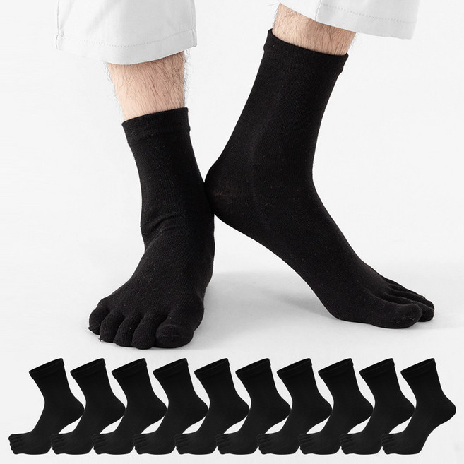 두발로 남성용 럭셔리 중목 발가락 양말 10켤레