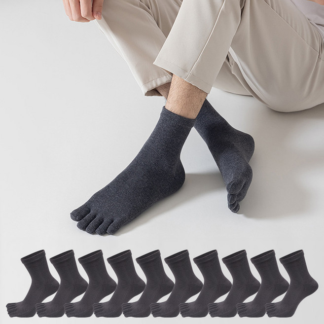 두발로 남성용 럭셔리 중목 발가락 양말 10켤레