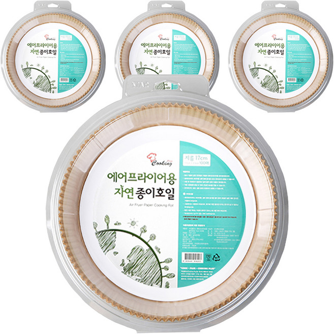 쿠킹플러스 에어프라이어용 자연 종이호일, 100개입, 4개