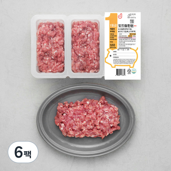도드람한돈 돼지 뒷다리 스마트팩 1등급 다짐육 (냉장), 200g, 6팩