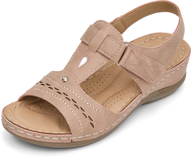 제이슈 여성용 마팅 찍찍이 스트랩 경량 통굽 샌들 5cm