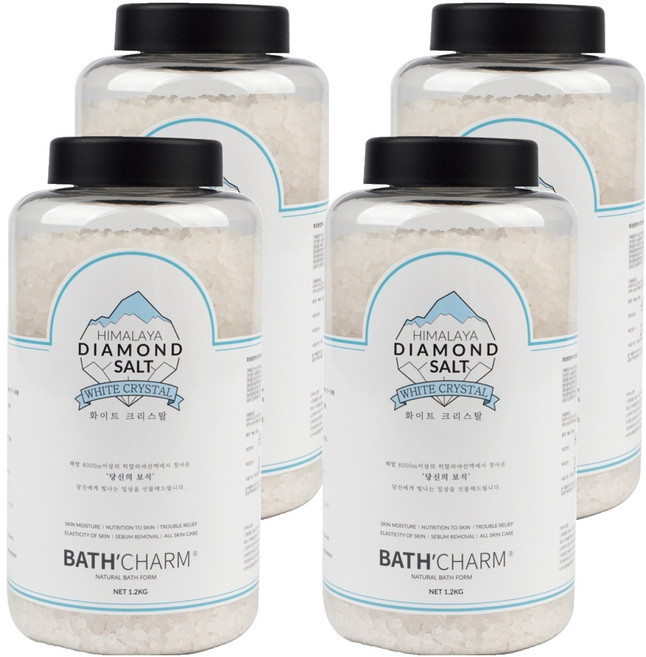 바스참 히말라야 다이아몬드솔트 입욕제 화이트크리스탈, 1.2kg, 4개