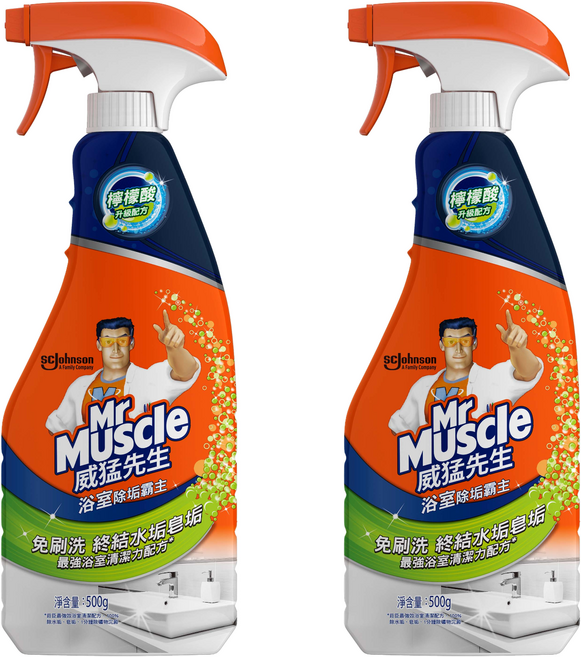 Mr Muscle 威猛先生 浴室除垢霸主清潔劑 噴槍瓶, 500g, 2瓶