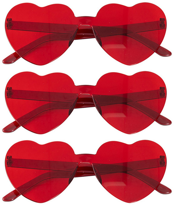 조이파티 셀카 파티 안경, 하트레드, 3개