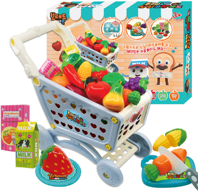 브레드이발소 초코의 싱싱 쇼핑카트 소꿉놀이, 혼합색상, 1개