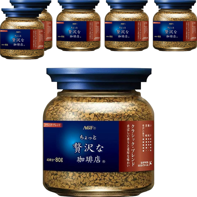 AGF 微奢華咖啡店 咖啡罐 藍紅標 經典贅沢, 80g, 1入, 6罐