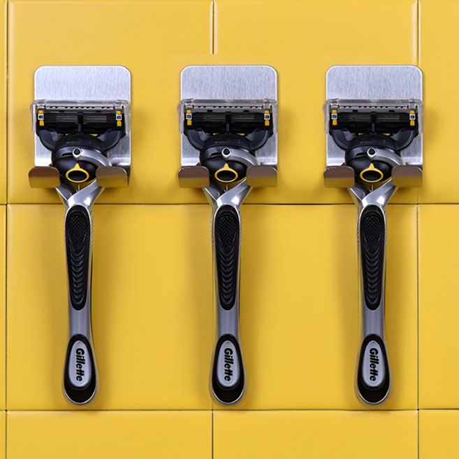 리빙홈디테일 무타공 스테인레스 면도기 걸이 거치대 GE-05, 실버, 3개