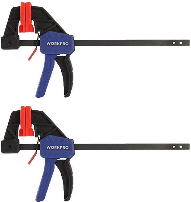 워크프로 목공용 퀵그립 퀵릴리즈 바클램프 미니 100mm WP232034, 2개