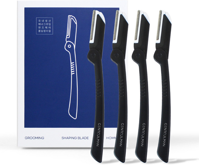 젠툴맨 매너그루밍 맨즈헤어 폴딩 정리칼, 4개, 블랙