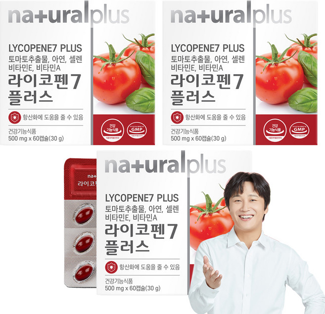 내츄럴플러스 라이코펜7 플러스 영양제, 60정, 3개