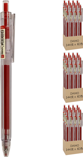 DAIHO 本色六角 ST0.5 耐摔速乾中性筆 OGL2214, 紅色, 432支
