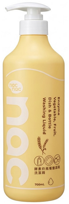 nac nac 酵素奶瓶餐盤蔬果洗潔精, 1個, 700ml