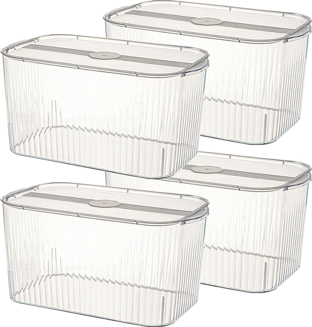 小麥購物 透明收納盒 中款 L2907, 4個, 透明白色