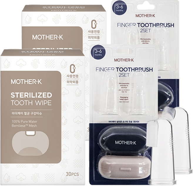 마더케이 멸균 구강티슈 30p + 손가락 칫솔 세트, 2세트