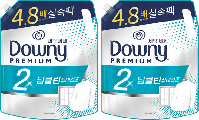 다우니 2배 딥클린 실내건조 자스민향 액상세제 리필, 2.2L, 2개