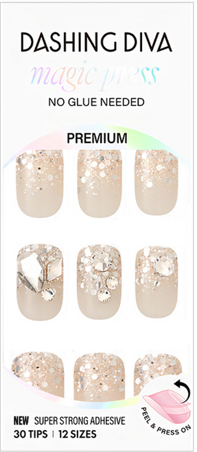 DASHING DIVA 台灣公司貨 M薄型經典美甲片 30個, 閃亮小滴, 1組