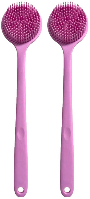 矽膠洗澡洗背刷 38 x 8 x 3.5cm 130g, 粉紅佳人, 2支