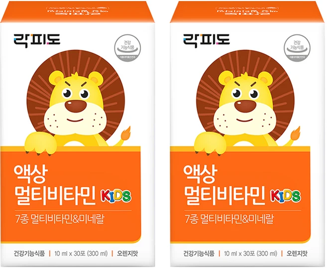 락피도 액상 멀티비타민 KIDS 30p, 300ml, 2개 - 쿠팡