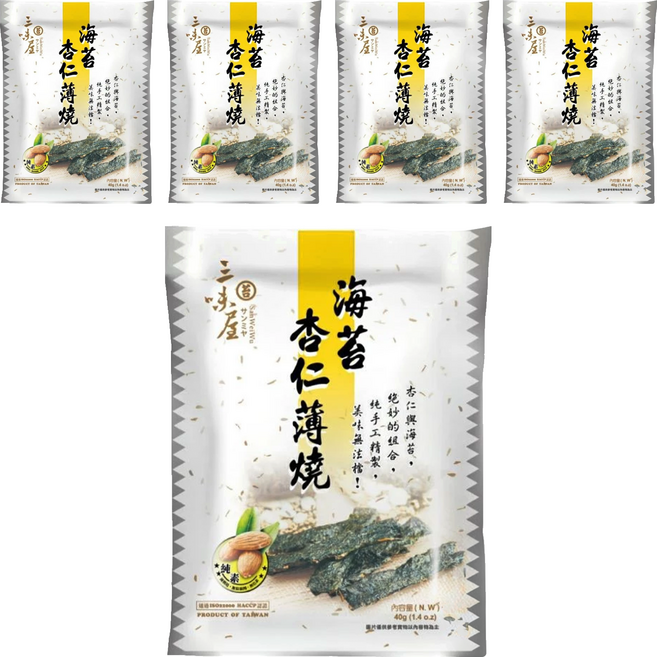 三味屋 海苔杏仁薄燒, 40g, 5包