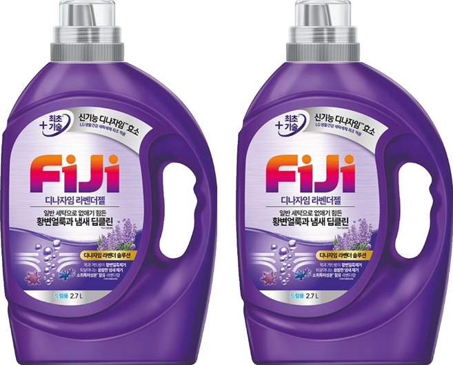 피지 디자나임 딥클린 라벤더젤 드럼용 액상세제 본품, 2개, 2.7L