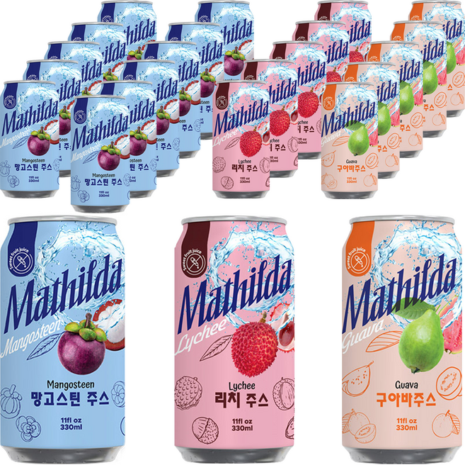 Mathilda 열대과일주스 3종, 24개, 330ml