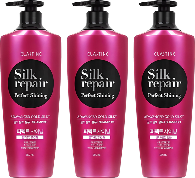 엘라스틴 실크리페어 퍼펙트 샤이닝 골드실크 샴푸, 550ml, 3개
