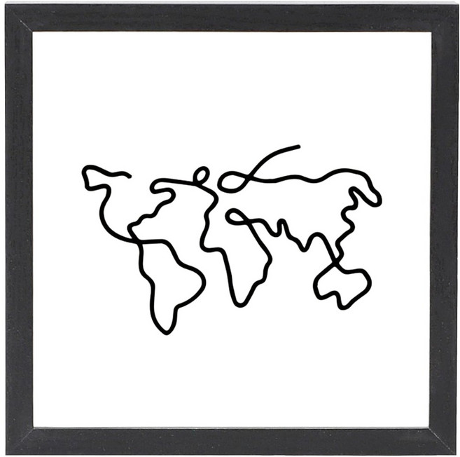 小麥購物 門票/明信片回憶儲存盒/相框式存錢罐 20 x 20cm 地圖, 黑色, 1個