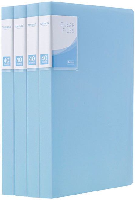 탐사 베이직 클리어파일 A4 40p 4개, 스카이블루, 1세트