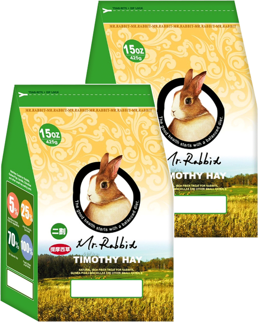 Mr.Rabbit 瑞比兔先生 提摩西牧草 二割, 425g, 2包