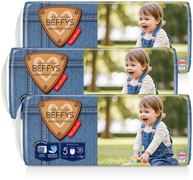 베피스 모션 핏 팬티형 기저귀 남여공용 특대형 5단계 (13~18kg), 108매