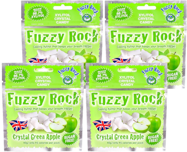 Fuzzy Rock 木糖醇水晶糖 青蘋果口味, 40g, 4包