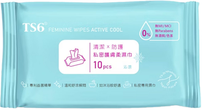 ts6護一生私密護膚柔濕巾(沁涼), 1入, 33g