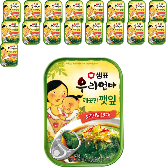 샘표우리엄마 깨끗한깻잎 기타반찬통조림, 70g, 18개