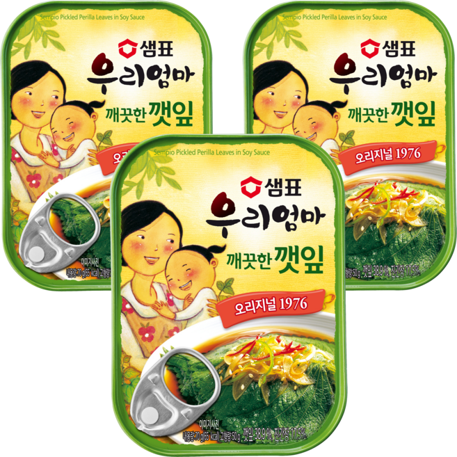 우리엄마 깨끗한깻잎 기타반찬통조림, 70g, 3개
